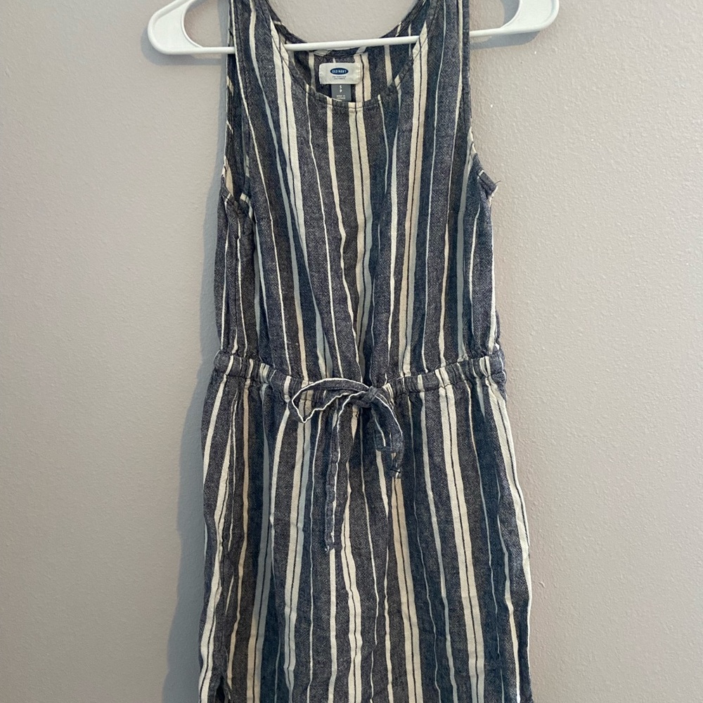 Striped linen sinched dress